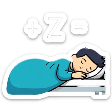 boy sleeping with Z symbols floating above him sticker