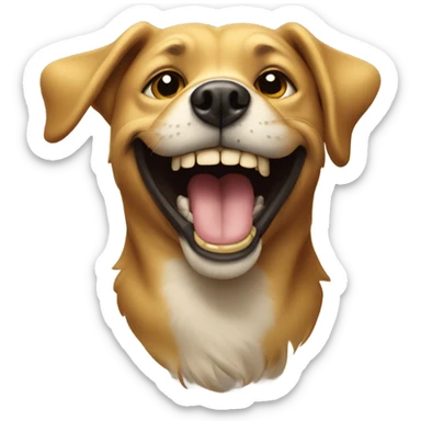 Dog smiling with gold teeth sticker