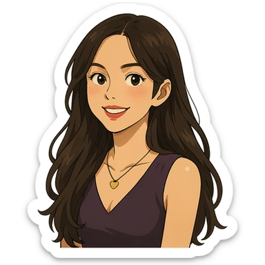 portrait of Olivia Rodrigo, pop singer, expressive style, ghibli style sticker