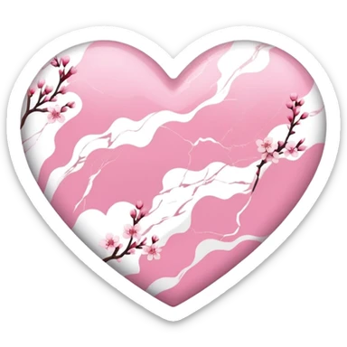 sakura heart with a marble pattern sticker