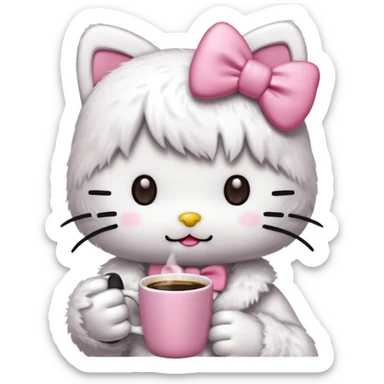 Hello kitty tomando café  sticker