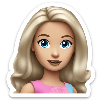 blue-eyed brunette barbie girl sticker