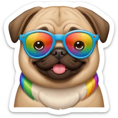 a pug with rainbow sunglasses  sticker