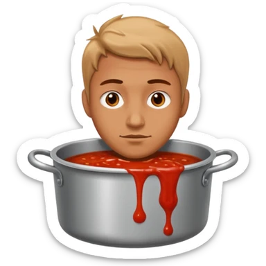 a man lost in a pot of sauce sticker