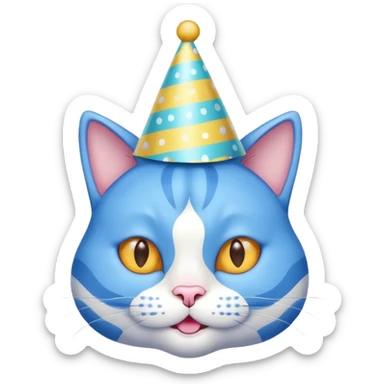 blue cat  with party hats sticker