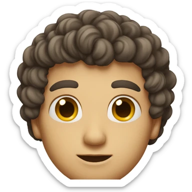 A man with small eyes, a very tall hairstyle, short curls sticker