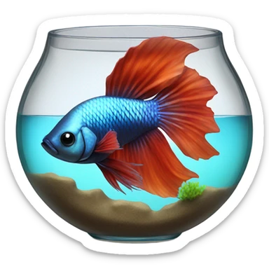 Over halfmoon Beta fish in bowl  sticker