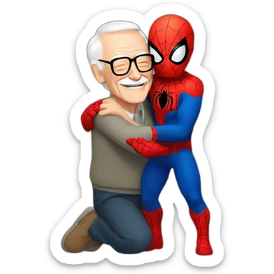 Spider-Man hug with Stan Lee sticker