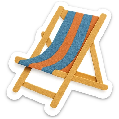 beach chair with layered paper effect in paper-craft style on a white background sticker
