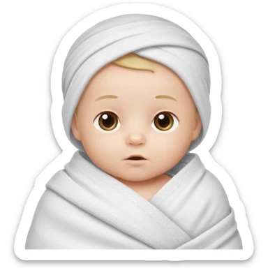 A baby boy wrapped up in a swaddle sticker