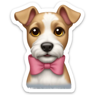 Cute Jack Russen Terrier with a rosa bow at his left ear  sticker