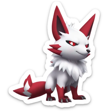 Cool Edgy Cute Chibi Shiny Zangoose-Zoroark-Fakemon-Pokémon Full Body Detailed High Quality sticker