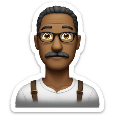 bold man with long blak mustache and round glasses sticker