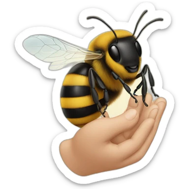 Hand heart bee sticker