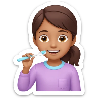 little brown girl brushing her teeth, pastel portrait, bright nourishing morning atmosphere, soft focus, isometric 3d plush sticker