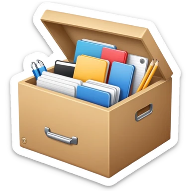 Box full of desktop material  sticker