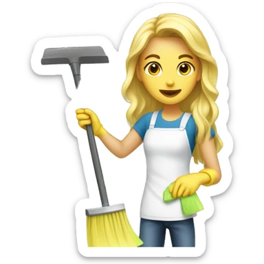 Blonde girl cleaning the house sticker