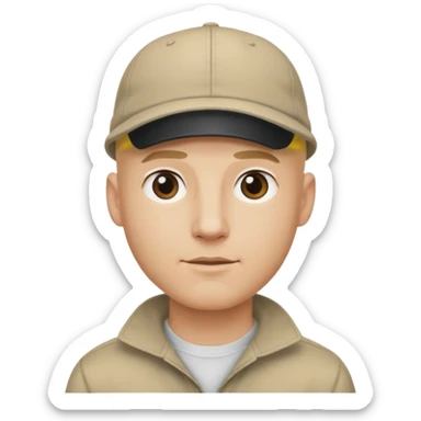 Homme fort blond chauve casquette sticker