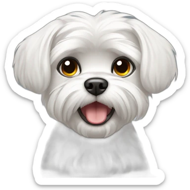 white Maltese little dog with angry face and black eyes sticker