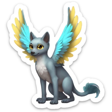 Anthro shy cute winged animal hybrid full body sticker