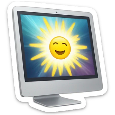 iMac with rays of sunshine emanating sticker
