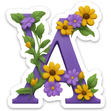 Letter A with flowers sticker