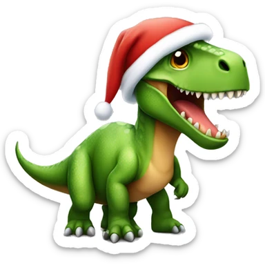 Dinosaur with santa hat sticker