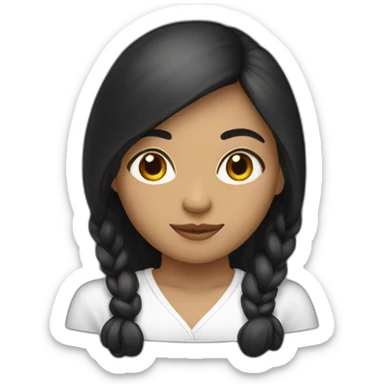 Mujer blanca,pelo negro y largo,ojos negros,cara hermosa sticker