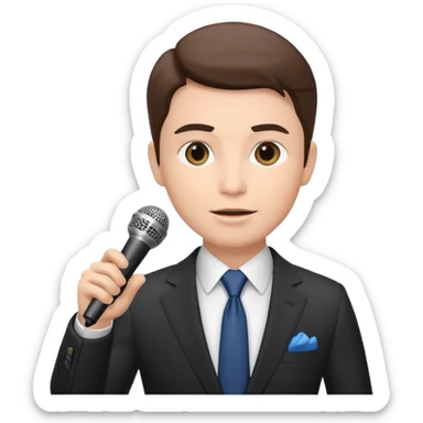newsroom, news anchor with mic sticker