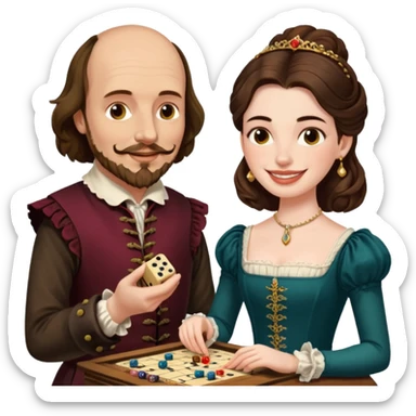 Can you make an emoji of William Shakespeare and Anne Hathaway playing Yahtzee  sticker