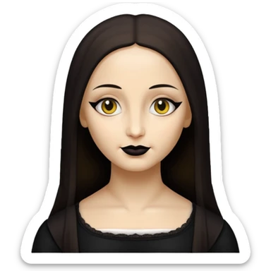 Mona Lisa as a goth in emoji style, dark clothing, gothic makeup, simple face, minimal details sticker