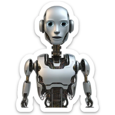 Text base no background line circuits that look like a humanoid robot AI sticker