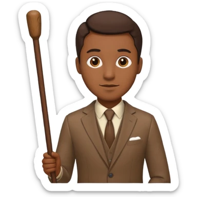 Give me a brown suit with stick just the clothes and add a stick beside sticker