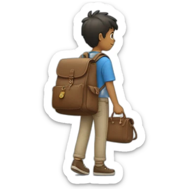 Boy’s One hand said hello, the other hand was holding his bag sticker