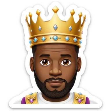 LeBron James face with beard and crown emoji sticker
