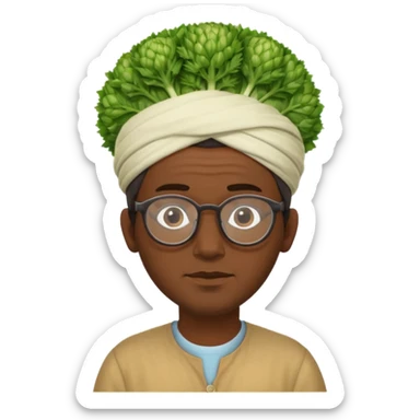 Half moroccan man with a fennel on his head and glasses on sticker