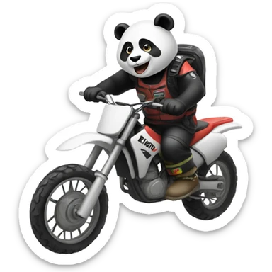 panda riding a dirt bike  sticker