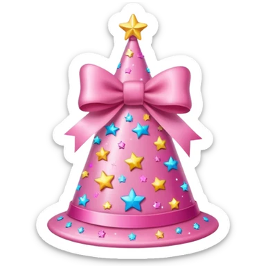 birthday hat with a bow, decorated with stars and sparkles sticker