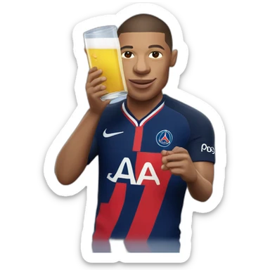 Mbappe drinking in psg jersey  sticker