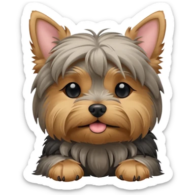 yorkshire dog laying down with closed eyes sticker