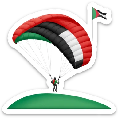 a palestinian flag with a paraglider, respect scrupulously the correct shapes and colours of the flag sticker