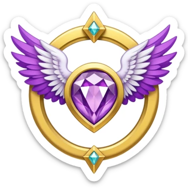 holy emblem with white wings and purple diamond in the middle sticker