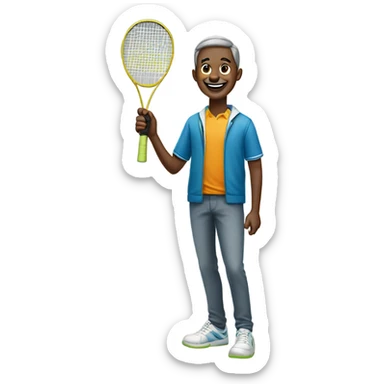 Tall 49 year old man who loves tennis and raising money for a school happy birthday sticker