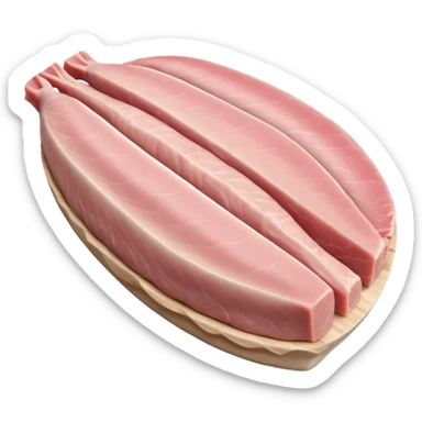 raw turkey fillet, boneless, elongated, pale pink, smooth, moist, fine muscle grain, natural contours, clean, lean, tender, flat or gently curved, no plate, packaging, garnish, or faces, clean 3D, soft shadows, transparent background, emoji scale sticker