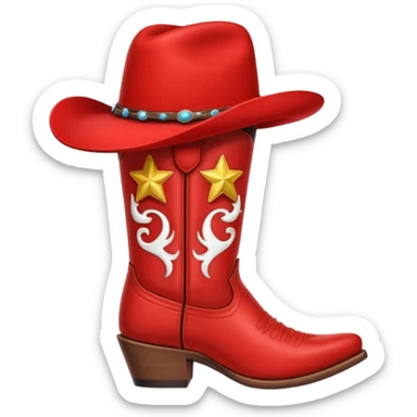 small red cowboy boots with hat on top sticker