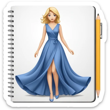 fashion skecth on sketch book, with pencil sticker