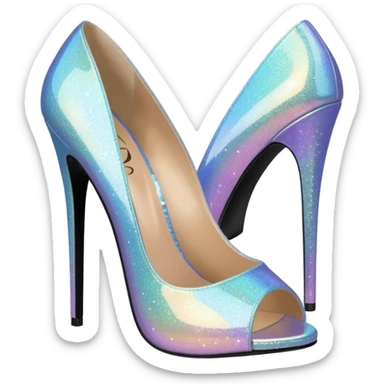 Holographic glitter open toe high heel pumps sticker