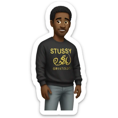 man wearing stussy shirt sticker