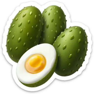 A pickle laying between two hard boiled eggs sticker