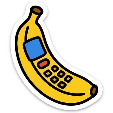 banana with T9 keyboard, minimal flat icon style sticker